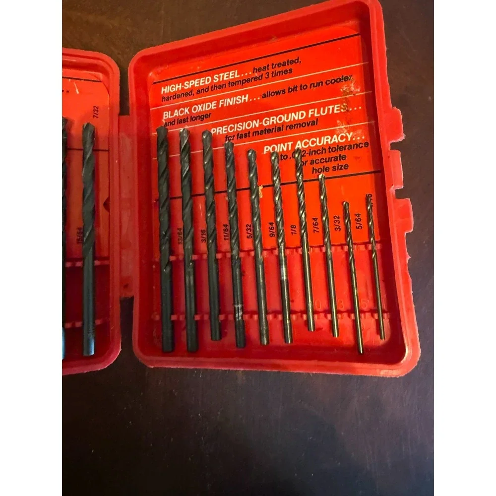 Vintage Craftsman Drill Bit Set High Speed Steel w Case Sears USA